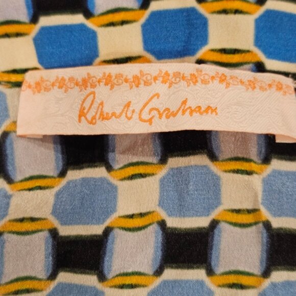 Robert Graham SZ S Fabulous Colorful 100% Silk V-Neck Jeweled Chic Blouse - Picture 4 of 11